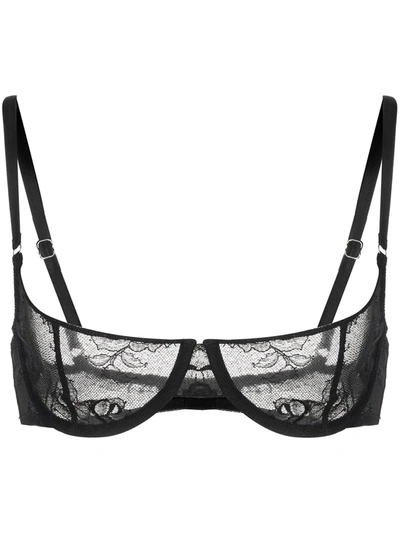 Shop Fleur Du Mal Bouquet Lace Balconette Bra In Black