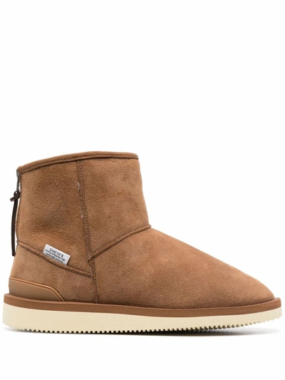 Shop Suicoke Shearling-lined Suede Ankle Boots In Brown