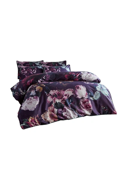 Shop Paoletti Cordelia Floral Duvet Set (violet) (queen) (uk In Purple