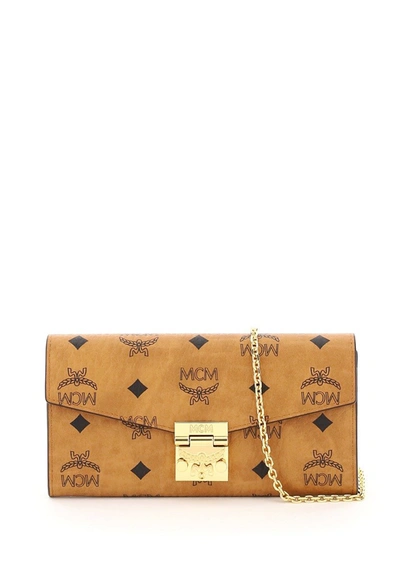 Shop Mcm Patricia Large Chained Shoulder Bag In Brown