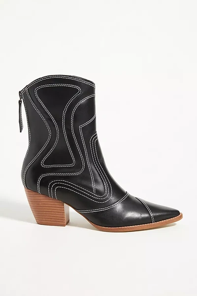 Shop Matisse Aries Contrast-stitched Boots In Black