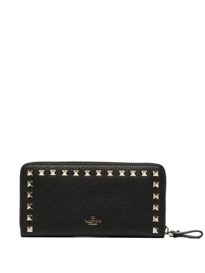 Shop Valentino Rockstud-embellished Continental Wallet In Black