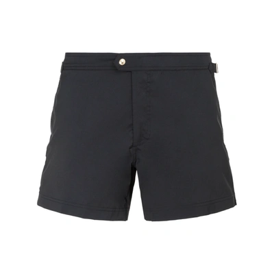 Shop Tom Ford Straight Leg Swim Shorts In Black