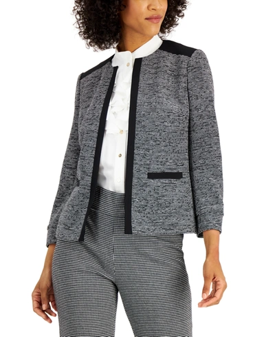 Shop Kasper Petite Tweed Jacket In Gray