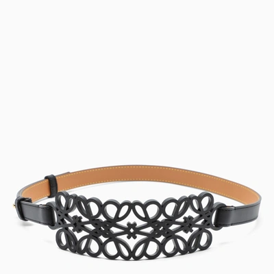 Shop Loewe Black Leather Small Anagram Belt