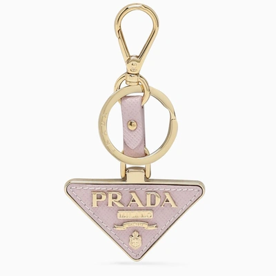 Shop Prada Pink Logo Triangle Key Case