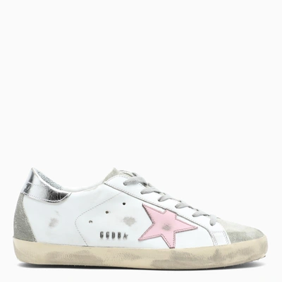 Shop Golden Goose White/pink Super-star Low Sneakers