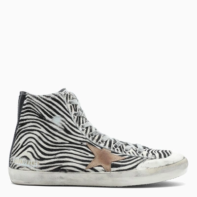 Shop Golden Goose Zebra Pony Skin Francy High-top Sneakers In Multicolor