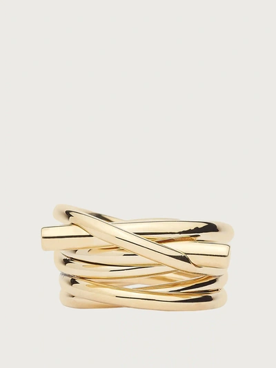 Shop Ferragamo Gancini Ring - Size 56 In Gold
