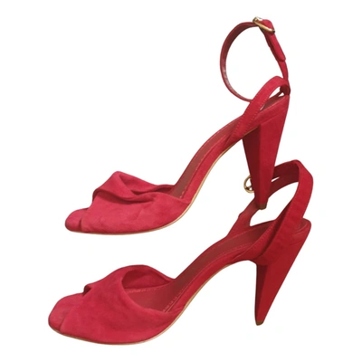 Pre-owned Maje Leather Sandals In Red