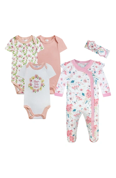 Shop Baby Kiss Coverall, Bodysuit & Headband 5-piece Set In Pink