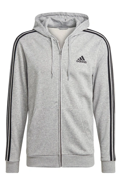 Adidas Originals Adidas Men's Essentials French Terry 3-stripes Full Zip  Hoodie In Grey | ModeSens