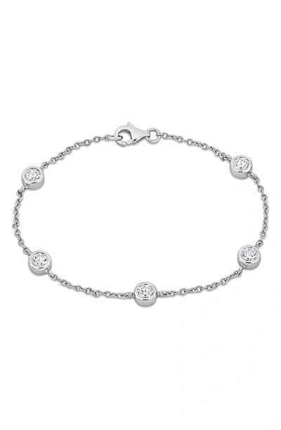 Delmar Sterling Silver Cubic Zirconia Station Bracelet In Silver