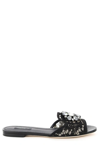 Shop Dolce & Gabbana Bianca Embellished Slip In Black
