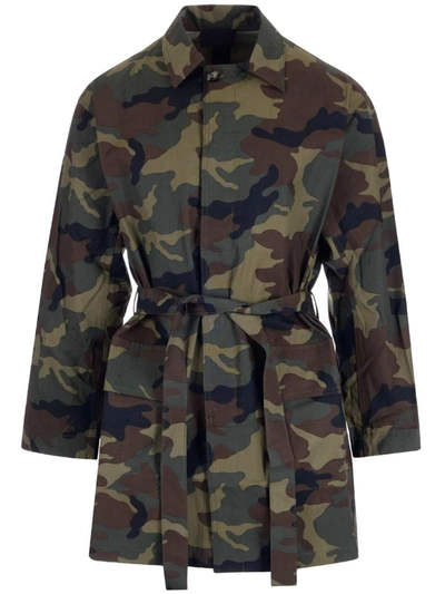 Shop Fear Of God Camouflage Print Buttoned Jacket In Multi