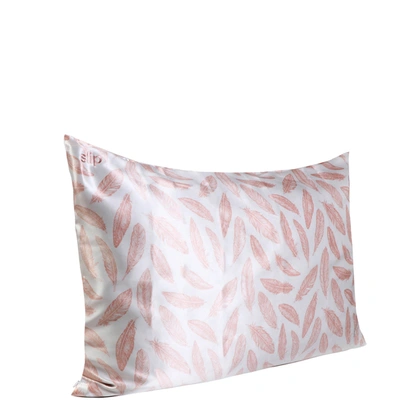 Shop Slip Silk Pillowcase - Queen (various Colours) In Feather Print