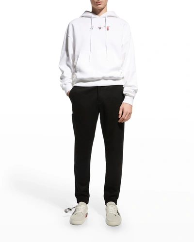 Shop Off-white Men's Acrylic Arrow Hoodie In White Fuchsia