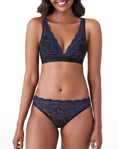 Wacoal Instant Icon Stretch-lace Bralette In Black/eclipse