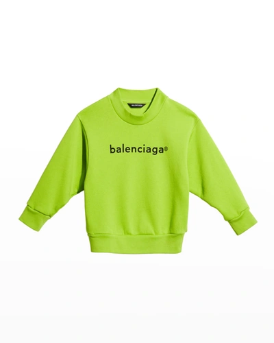 Shop Balenciaga Kid's Copyright Logo Sweater In Limeblack