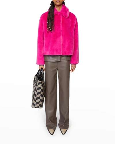 Shop Stand Studio Marcella Faux Fur Jacket In Hot Pink