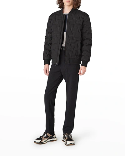 Shop Karl Lagerfeld Men's Heat-sealed Logo Bomber Jacket In Black