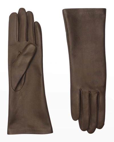 Shop Agnelle Christina Napa Leather Gloves In Tourbe