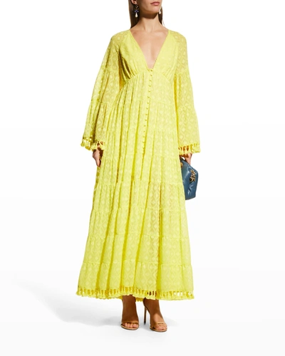 Shop Alice And Olivia Alexandria Open-back Maxi Dress In Sunflower