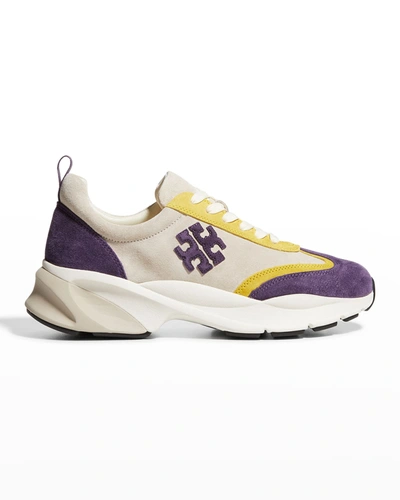Shop Tory Burch Good Luck Trainer Sneakers In New Cream Purple