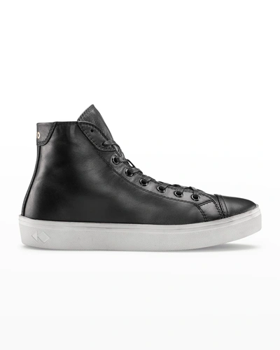 Shop Koio Leather High-top Court Sneakers In Coal Distressed