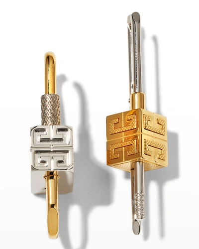 Shop Givenchy Lock Earrings In Golden Silvery