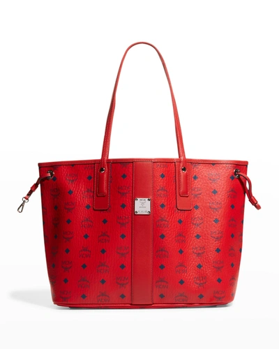 Mcm Liz Reversible Medium Visetos Tote Bag In Candy Red