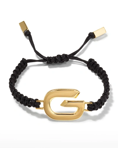 Shop Givenchy Men's G-link Braided Cord Bracelet In Golden Yellow