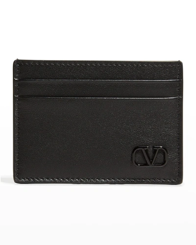 Shop Valentino Men's Vlogo Small Card Holder In Brt Blue