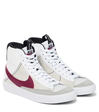 Shop Nike Blazer Mid '77 Leather Sneakers In White/rush Maroon-black- White