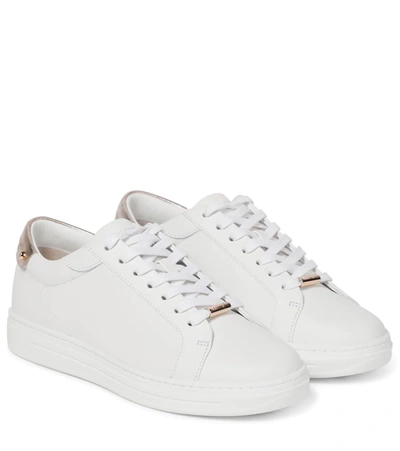 Shop Jimmy Choo Rome/f Leather Sneakers In V White/champagne
