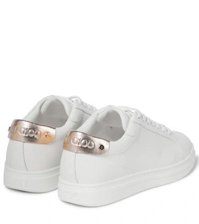 Shop Jimmy Choo Rome/f Leather Sneakers In V White/champagne