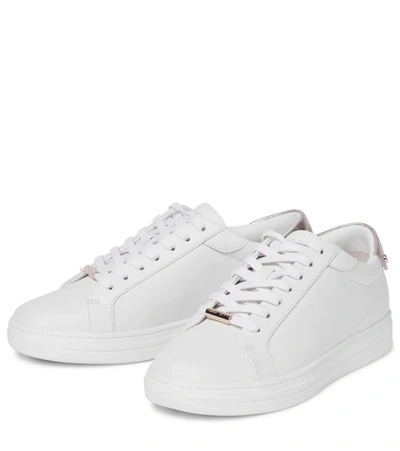 Shop Jimmy Choo Rome/f Leather Sneakers In V White/champagne