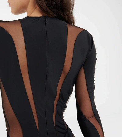Shop Mugler Paneled Bodysuit In Black Bimaterial