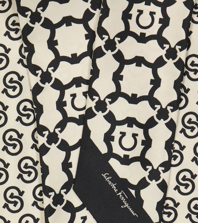 Shop Ferragamo Printed Silk Scarf In Bone/black