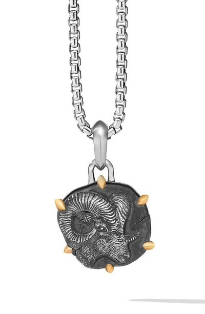 David Yurman Men's Sterling Silver & 18k Yellow Gold Zodiac Amulet Enhancer In Silverries