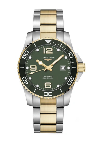 Shop Longines Hydroconquest Automatic Textile Strap Watch, 41mm In Green/stainless