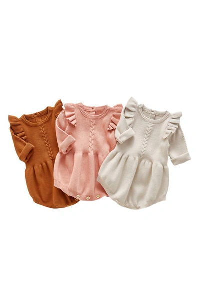 Ashmi And Co Lizzie Ruffle Sleeve Knit Cotton Bodysuit In Pink