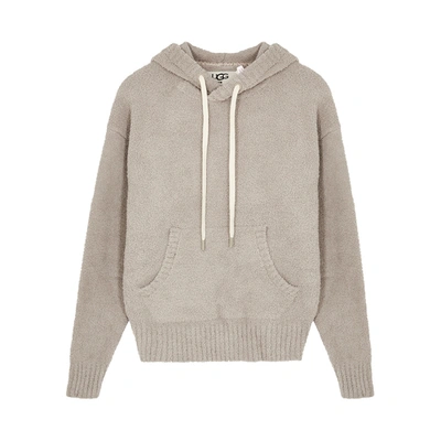 Shop Ugg Asala Light Grey Hooded Knitted Sweatshirt