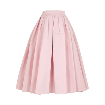 Shop Alexander Mcqueen Light Pink Pleated Faille Midi Skirt