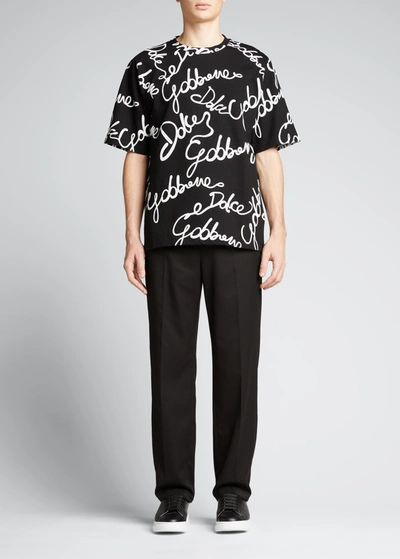 Shop Dolce & Gabbana Men's Logo-squiggles T-shirt In Blkwhtprt