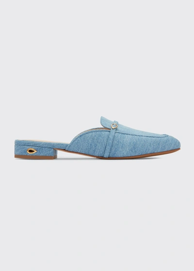 Shop Jennifer Chamandi Fabri Denim Loafer Mules In Blue
