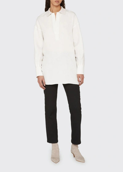 Shop Agnona Knit Fringe-sides Polo Shirt In Bianco