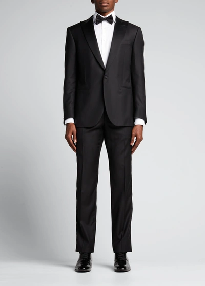 Shop Corneliani Men's Solid Peak-lapel Tuxedo In Black