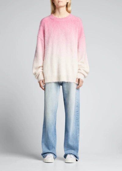 Shop R13 Japanese Brushed Cashmere Dip-dye Sweater In Pink Ombre