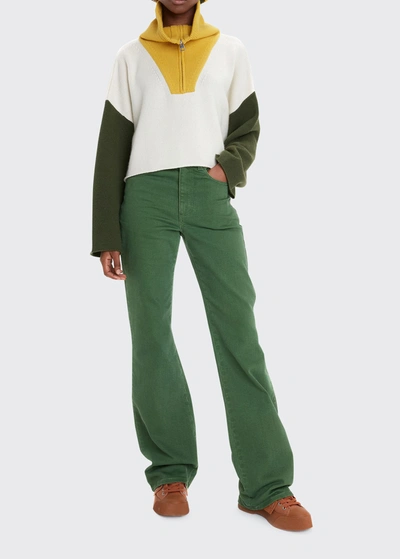Shop Jw Anderson High Rise Boot-cut Jeans In Green
